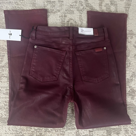 NWT 7 For All Mankind Coated High Waist Slim Kick Jeans ❤️ - Picture 1 of 5